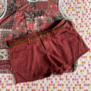 fringe red shorts